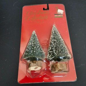NIP NEW Vintage Christmas Collectable Village Snow Covered Trees Set of 2